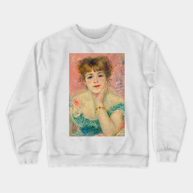 Portrait of Jeanne Samary Print Pierre-Auguste Renoir Art Impressionism Vintage Print Impressionist Style Crewneck Sweatshirt by ZiggyPrint